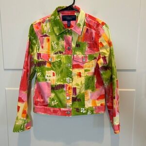 Catherine Stewart for BellePointe Women Multicolor Abstract Print Denim Jacket S